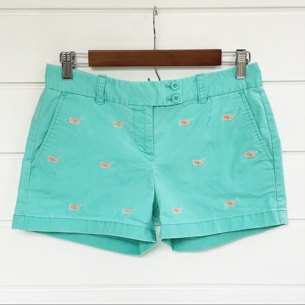Vineyard Vines Women’s Whale Embroidered Washed Dayboat Shorts Size 2